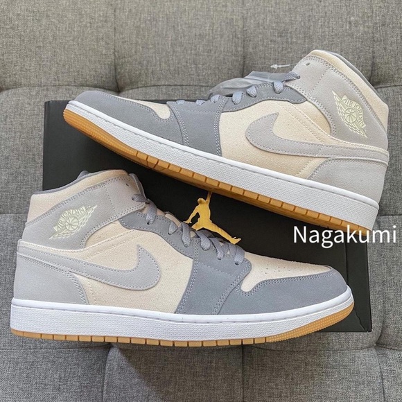 🐘🌾 Men’s Nike Air Jordan 1 Mid grey shoes - Picture 3 of 4